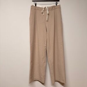 Zara Neutral Beige Tie-Waist Wide Pants